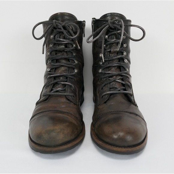 Allsaints Distressed 7" Side Zip Leather Boots Men's 10 Combat Biker *READ* - Picture 3 of 16